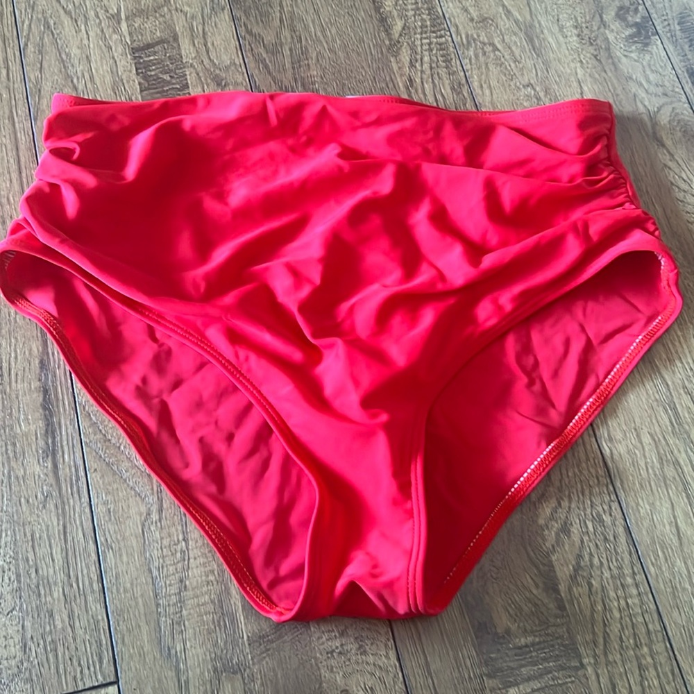 Red Amazon bikini bottom size large high waisted